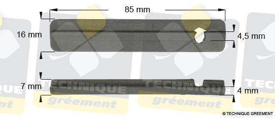 Dimensions verrou plat entrée de grand voile à coulisseaux - Mât de croiseur - 3522