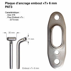 6mm Plaque Ancrage Embout En T